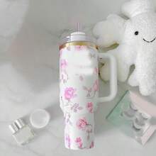 Compatible With Stanley 40 Oz H2.0 Tumbler With Handle, Double Walled Vacuum Insulated Stainless Steel Water Bottle Premium Summer Drink Ware Portable Handy Flask Travel Mug Iced Coffee Cup For Outdoor Camping, Hiking, Driving, Travel, Perfect Gift Idea - trắng - Xem 3