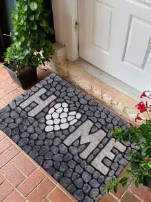 1 Pc Welcome Mat, Vintage Simulated Litho, Polyester Fiber Rug, Lightweight Stain-Resistant Door Mat, Wear-Resistant And Durable, Suitable For Living Room, Kitchen, Dining Room, Entrance Area Rug, Home Decoration Rug, Holiday Decoration Rug