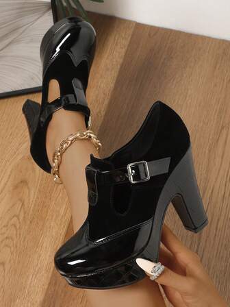 High Heel Patent Leather Pointed Toe Pumps, Suitable For Small Size Women, Stage Performance, Model, Cheongsam, Black High Heels, Versatile For Skirts, Party, Commuting