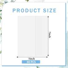30个预折叠牛皮纸信封（适用于5x7英寸邀请函），青铜桉木蜡封贴纸，雪纺丝带和干满天星，婚礼邀请函包装套装（散装），半透明纸质包装，优雅的DIY婚礼、新娘、生日邀请函解决方案 - 藍色 - 查看 8