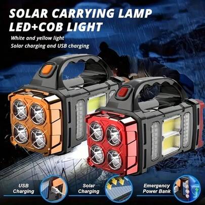 Solar LED Flashlight, High Lumen Handheld Rechargeable Outdoor SpotlightSearchlight For Camping Emergencies Hunting Work Light : Protection & USB&Type-C Charging