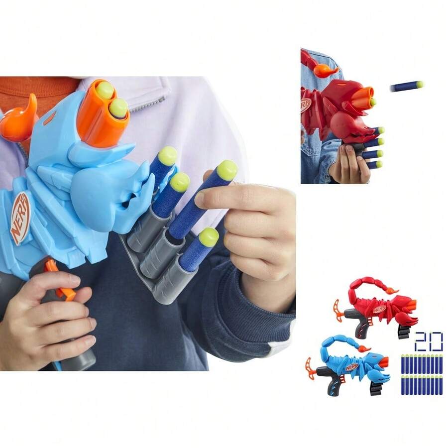 Venompack Easy Play - Set de 2 Lanzadores de Dardos de Plástico Multicolor con Diseño de Escorpió, 20 Dardos de Espuma para Niños a Partir de 4 Años - Multicolor - Ver 1