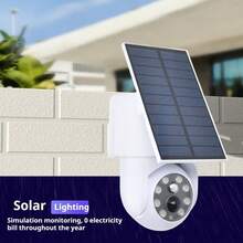 Lampes solaires d'extérieur, éclairage de sécurité extérieur, détecteurs de mouvement intelligents, fausse caméra de surveillance, éclairages d'allée, éclairages de patio, appliques murales, antivol. Étanchéité IP64, fausse caméra, fausse surveillance, sans câblage, fausse tête de surveillance, fausse surveillance, usage domestique.