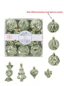 18pcs - Christmas Tree Ball Decorations - Anti-Fall Christmas Tree Decoration Hanging Balls, Christmas Painted Hanging Balls, Suitable For Winter Wonderland Holiday New Year Xmas Tree,Holiday Supplies, Home Decorations, Room Decorations, Holiday Decorations, Christmas Tree Decorations, Indoor And Outdoor Home Furnishings- Mint Green - Multicolor - View 12