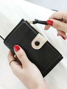 MIYIN Fashionable Contrasting Colors Keycase For Women, Keycase -Fits Most Keys, Multifunctional Bifold Hasp Coin Purse For Daily,Lightweight Portable Key Storage Bag With Card Slots & Zipper Pocket, Simple And Compact For Home Use