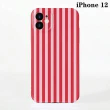 1pc Minimalist Stripe Pattern Perforated Glossy Filmic Case Full Protective Hard Phone Cover, Compatible With IPhone 11/12/13/14/15/16 Pro Max Waterproof Shockproof Anti-Fall Scratch Resistant