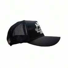 Cool Black Mesh Baseball Cap, Personalized Letter Embroidery Breathable Sun Hat, Street Style Fashion All-Match Hat - 黑色 - 查看 1