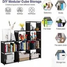 9 Cubos Estantera de Almacenamiento, Libreros y Estantes Modernos, Organizador de armarios, Estantera Modular de Almacenamiento, para Recmara, Oficina, Sala de Estar etc Negro - inicial - Ver 8