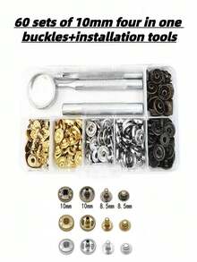 Bộ nút bấm đen/bạc/vàng 5mm Bộ nút bấm quần áo tự làm, Bộ sửa chữa áo sơ mi nút bấm bốn chấu, Dụng cụ nút bấm áo khoác thú cưng tự làm, Bộ nút bấm ẩn may vá - Nhiều màu - Xem 7