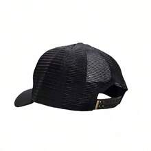 Cool Black Mesh Baseball Cap, Personalized Letter Embroidery Breathable Sun Hat, Street Style Fashion All-Match Hat - 黑色 - 查看 2