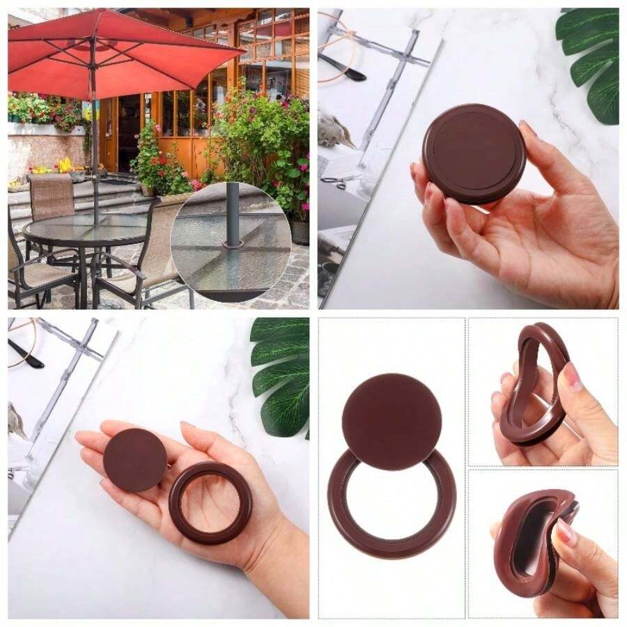 Set de 4 Piezas Tapones y Tapas de Silicona para Agujeros de Sombrilla para Vidrio Exterior Patio Mesa Terraza Jardn, 2 PulgadasNegro - Marrón - Ver 1