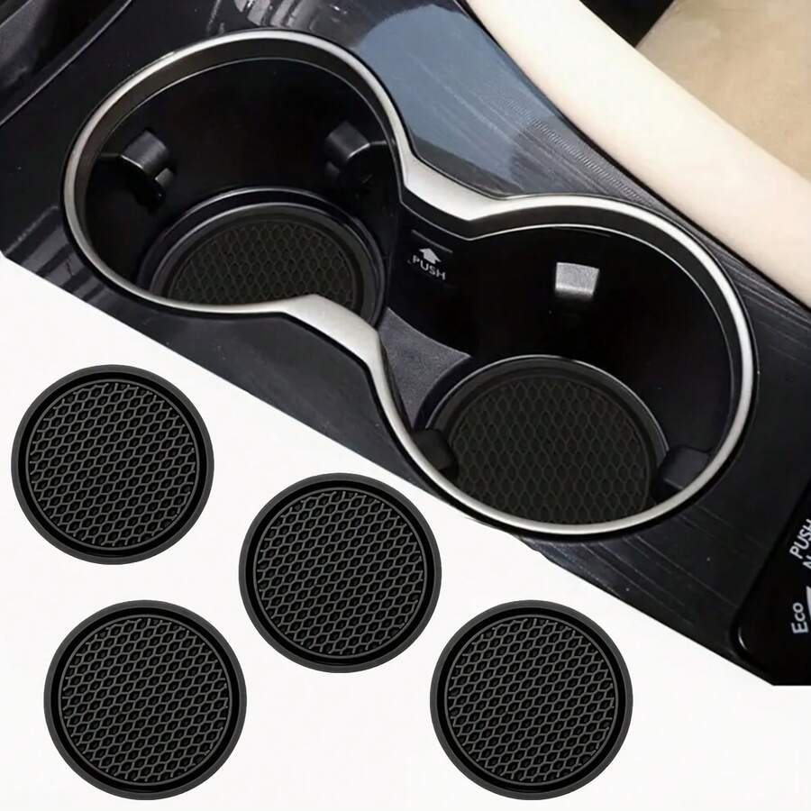 2/4 件创意网格蜂窝汽车杯架垫，多功能汽车杯垫 - 彩色 - 查看 1