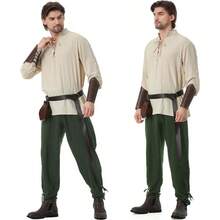 JIEXI9Pcs Mens Renaissance Viking Costumes Set For Men Medieval Pirate Toys Elf Hunter Ren Faire Dress Up Full OutfitCJEMH - 綠色 - 查看 3
