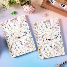 Spiral Notebook - Notebooks With Back Pocket 5.7" * 8.2" Journal Notebook With Thick Paper And Back Pocket 160 Pages College Ruled Notebook/Journal With Twin-Wire Binding Journals For Women - Floral - trắng2 - Xem 3