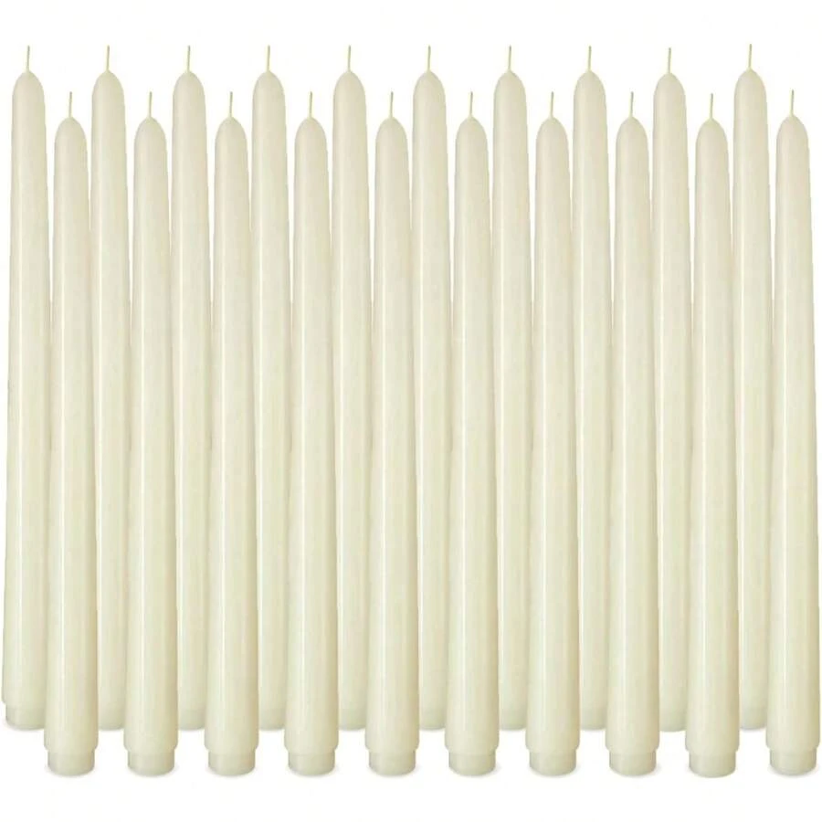 20 Pack Ivory Taper Candles, 7 - 8 Hours Burn Time, Unscented And Smokeless, 4/5 X 10 Inch Dinner Candle Set For Household, Wedding, Party And Home Decor,  2025 Style - 象牙 - 查看 1