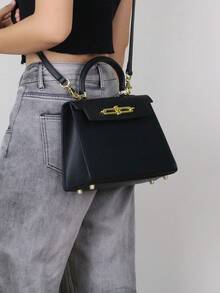 2025 高端时尚女士手提包，优雅小巧的棕榈纹理包，OL通勤多功能工作包，奢华立体迷你方包，女士单肩斜挎包 - 黑色 - 查看 10