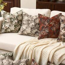 غطاء وسادة زهرية محايدة 18 * 18 بوصة، أغطية وسادة مربعة شينيل فينتاج ناعمة، غطاء وسادة ديكوري للمزرعة لغرفة المعيشة وغرفة النوم (قطعة واحدة، 2 قطع متوفرة) - أخضر - مشاهدة 5