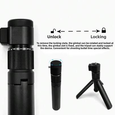 子弹时间手柄三脚架多功能桌面折叠三脚架适用于 Insta360 X5 /X4、Insta 360 X3、ONE RS、Go Pro Hero 11 10 9 5 4 3 运动相机配件