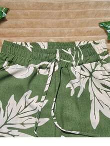DUNA Fabric Pants With Lining, Pocket And Elastic Waist - Leafy Green - View 3