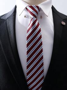 1 pieza Corbata de hombre con múltiples estilos de corbatas a rayas, fácil de anudar para personas perezosas, de moda y versátil, adecuada para vestimenta formal, negocios, matrimonio, trabajo y carrera