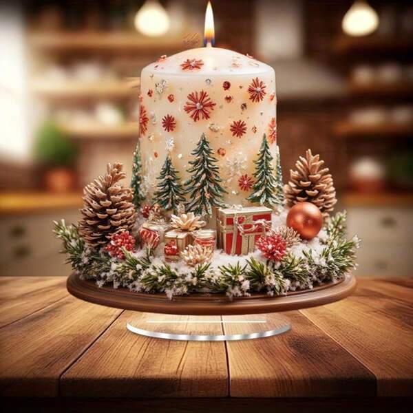 MAHUNIYA Boho-Stil Acryl Kristall Weihnachtskerze mit Lichtfänger Basis - perfekt für Zuhause, Büro und Buchhandlung Dekoration | Atemberaubende Feiertags-Tischdekoration | Ideales Weihnachtsgeschenk, Perfekt für Weihnachten