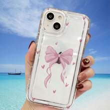 Pink Bow Sweet Hearts Design Element-design phone case, suitable for  models 16, 15, 14 Pro Max, 13, 12, 11, XR, XS Plus phone cases, made of TPU silicone material, providing shock and drop protection, with drop protection function, and has a very good hand feel. It is the most suitable gift for family, friends, and loved ones. - transparente - Ver 3