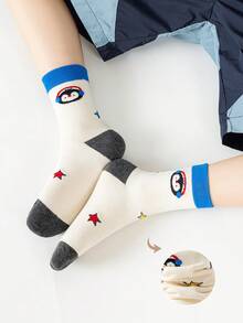 5 đôi tất cổ cao in hình chim cánh cụt hoạt hình cho bé trai (3-12 tuổi) - Phù hợp cho bé trai, tất dài đến bắp chân, dày, mềm, thoải mái và đơn giản, phù hợp với nhiều trang phục khác nhau, tuyệt vời để mặc hàng ngày và đi chơi - Nhiều màu - Xem 2