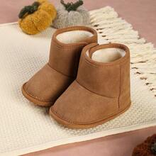 1 Pair Infant Boots With Hook And Loop Closure, Versatile And Minimalist Design. Soft Sole For Comfort And Durability, Suitable For Spring, Autumn And Winter - Brown - View 8