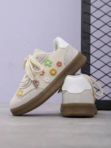 1双女童休闲软底运动鞋，百搭儿童帆布鞋，适合秋夏季 - 米色 - 查看 6