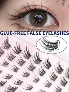 60 pezzi di extension per ciglie riutilizzabili, senza bisogno di colla, facili da applicare, effetto di ingrandimento istantaneo degli occhi, design segmentato per il fai-da-te, per creare occhi personalizzati stile volpe/anime, ciglie singole fatte a mano, aspetto naturale, leggere, fai-da-te, durevoli, adatte per feste, ciglie ispirate agli anime