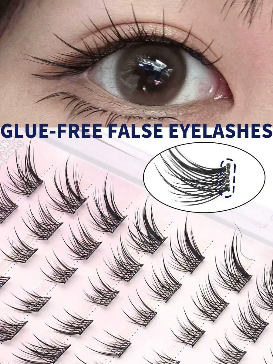 60 pezzi di extension per ciglie riutilizzabili, senza bisogno di colla, facili da applicare, effetto di ingrandimento istantaneo degli occhi, design segmentato per il fai-da-te, per creare occhi personalizzati stile volpe/anime, ciglie singole fatte a mano, aspetto naturale, leggere, fai-da-te, durevoli, adatte per feste, ciglie ispirate agli anime