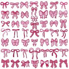 50 件粉色蝴蝶结刺绣布贴、服装和包包装饰贴纸，适用于 T 恤 DIY、春季和夏季 - 9066+9067 - 查看 6