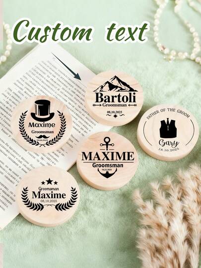 Customized Wooden Round Bottle Opener - Personalized Magnetic Beer Opener, Best Man Gift, Wedding Gift, Father's Day Gift. Personalized Magnetic Beer Opener For Wedding Party Gifts, Best Man Gifts, Anniversary Gifts, Father's Day Gifts.