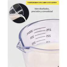 Tazas medidoras plsticas irrompibles sin BPA, 1 litro 600 ml 300 ml, boquilla, apilables, ideales para repostera - Transparente - Ver 6