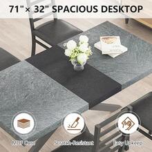 Mesa de comedor extensible de 71 pulgadas para 4 6 8 personas, mesa rectangular de cocina de madera con almacenamiento oculto, diseño de ahorro de espacio para espacios pequeños, apartamentos, comedor - gris - Ver 5