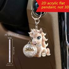 1/4 Pcs 2026 Horse Keychain Acrylic Car Interior 2D Backpack Pendant Christmas Tree Decoration Party Supplies Gift - Multicolor - View 5