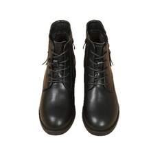 Zapatos de mamá vintage de cuero suave con suela blanda, cómodos, otoño invierno 2025, nuevos botines cortos de comercio exterior con tacón grueso y forro de lana - Soltero negro - Ver 6
