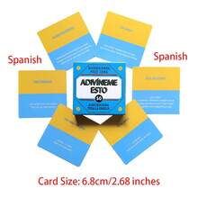 Jogo de Cartas "Riddle Me This & Adivineme Esto", Jogos de Festa, Atividades, Cartas Quadradas de Entretenimento Casual, Reunião Familiar, Jogo de Tabuleiro de Cartas, Tamanho da Carta 6,8 cm/2,68 polegadas