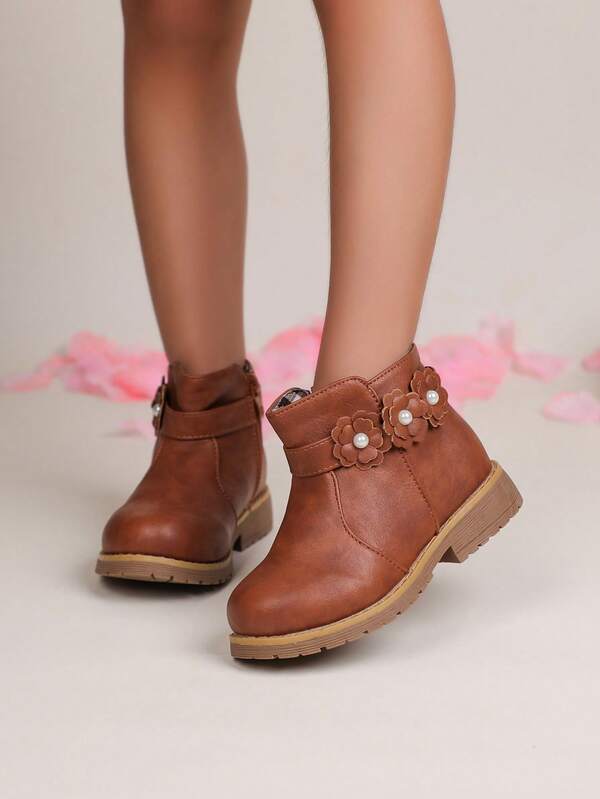 1 Pair Children's Soft Bottom, Lightweight, PU Waterproof, Comfortable, Anti-Slip Indoor/Outdoor Casual Princess Boots