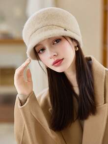 1pc Women's Autumn/Winter New Large Brim Solid Color Bucket Hat, Warm Church Hat, Thick Golf Hat, Equestrian Hat, Breathable Baseball Cap, Painter Hat, Elegant Lady Style Brimmed Hat, Washable, Excellent Warmth, Beret Suitable For Autumn/Winter Daily Wear, Walking, Shopping Accessories For Winter - MM2582 - View 6