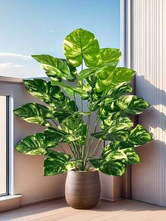 18pcs High Quality Plastic Decorative Leaves, Suitable For Indoor/Outdoor Artificial Plants, Home Decor, Wedding, Mother's Day, Anniversary, Maintenance-Free, All-Season, Perfect Christmas Gift