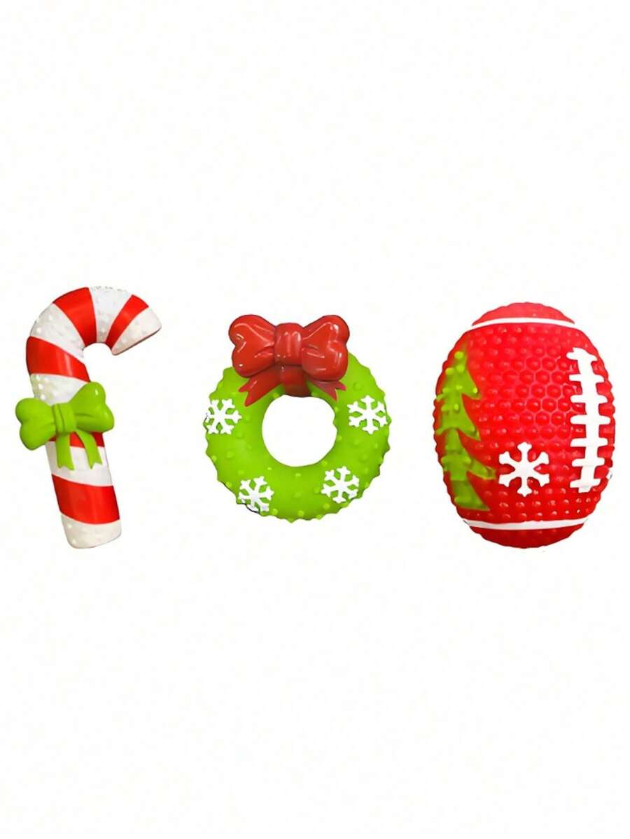 1pc Christmas Wreath Squeaky PVC Dog Chew Toy, Interactive Puppy Toy, Perfect Dog Toy For Christmas Holidays, Christmas Pet Toy, Christmas Pet Teething Toy, Pet Christmas, Dog Christmas Gift, Dog Christmas Ornaments, Dog Christmas Squeaky Toy, Christmas Stocking Stuffer Gift Supplies, Novelty Pet Christmas Supplies, Perfect Pet Christmas Gift - Multicolor - View 1