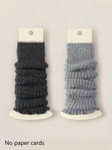 1/2/4双装女士加厚蓬松保暖腿套，秋冬季百搭时尚简约腿套，及膝长筒腿套，舒适保暖 - 彩色 - 查看 8