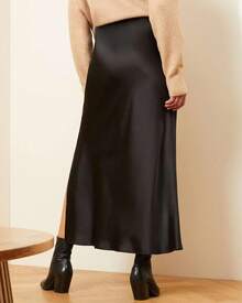 Women's 2025 Summer Satin Maxi Skirts High Waisted Spring Silk Casual A-Line Cocktail Party Long Skirt - Màu Hồng Tươi - Xem 9