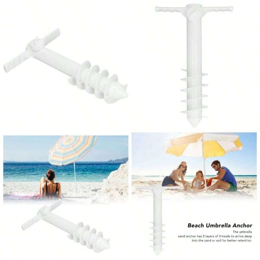 Hapivida Ancla para Sombrilla de Playa, Soporte para Sombrilla de Playa con 5 Tornillos en Espiral Base de Paraguas Sin Excavacin Soporte Multifuncin  a Prueba de Viento para Parque - inicial - Ver 1
