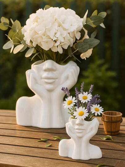 Large Moderne Face Planter Vase Multi Purpose Outdoor Flower Pot Indoor ative Garden, Patio, Balcony Home