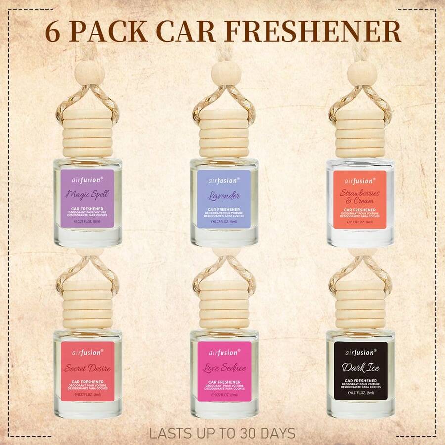6 Bottles Car Air Hanging Fragrance Oil Diffuser, Car Air Freshener Diffuser For Essential Oils Scents Fragrance Aromatherapy Automobile Diffuser,17 Fragrances All Ages, Long-Lasting Fragrance Car Diffuser,Car Air Freshener - set 7 (6 pack) - 查看 1