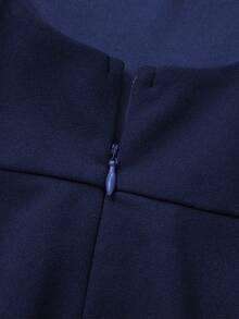 Elegant French Romantic Backless Hollow-Out Cinched Waist Sexy Charming Maxi Dress, Suitable For Christmas, Holiday Party, Date - Navy Blue - View 8