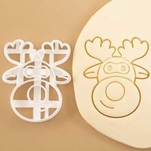 4 件套卡通圣诞印章模具、铃铛、拐杖糖、驯鹿压花工具、烘焙饼干模具 - 白色 - 查看 9