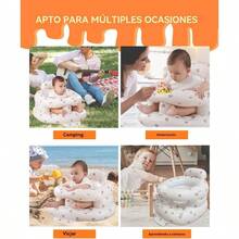Asiento Inflable Circundante para Bebs de 3 a 36 Meses, Asiento Tipo Bumbo con Bomba de Aire Incorporada y Bandeja, Silla para Bebs Capaz de Soportar Peso Osos - óseo - Ver 8